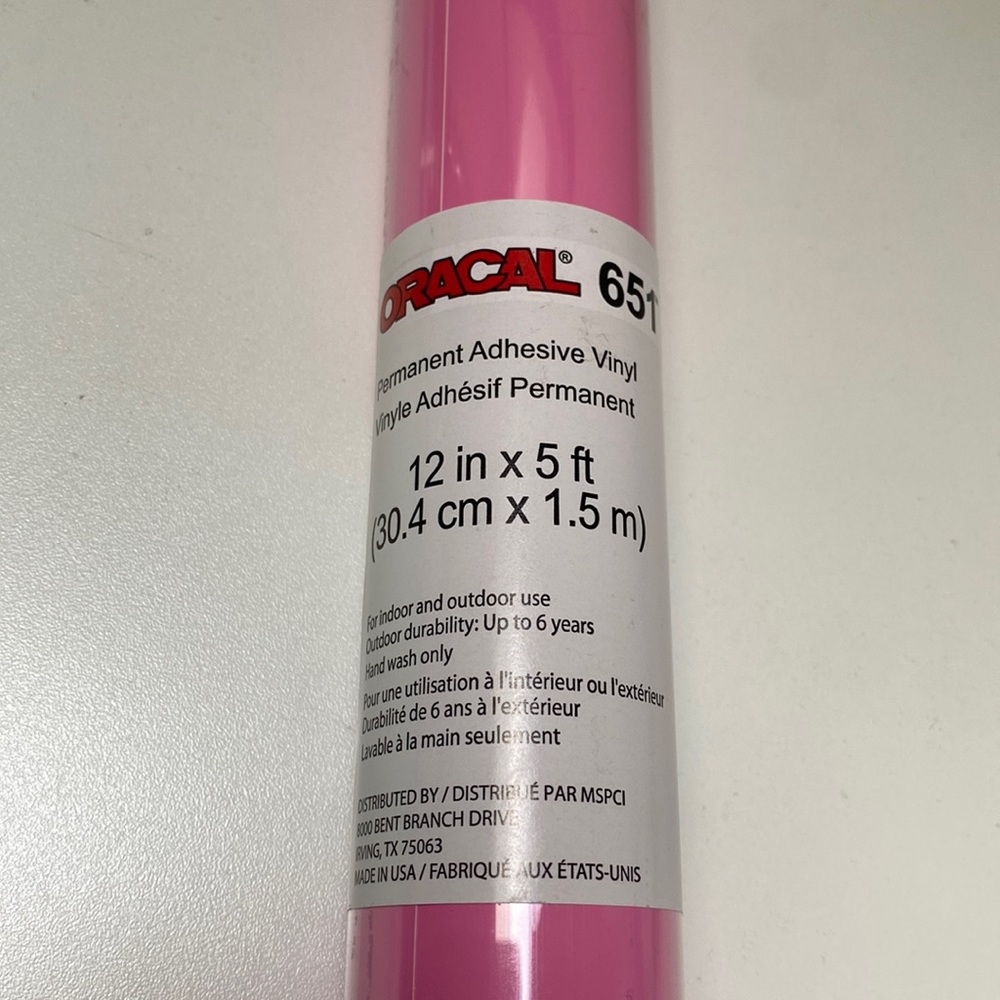 Oracle Pink Permanent Vinyl 12” x 5’